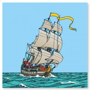 Toile Hergé Les aventures de Tintin T11 - Le secret de La Licorne - La Licorne (77x77) 550ex