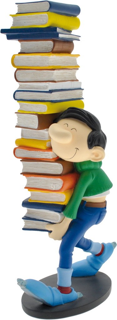 Figurine résine Gaston - Gaston porte une pile de livres (Collectoys)