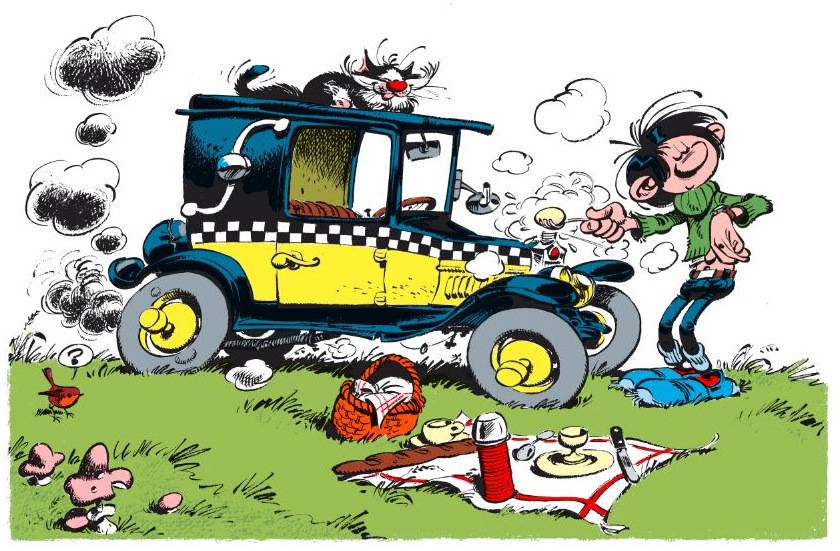 Sérigraphie Franquin Gaston et son taxi - Oeuf à la coque