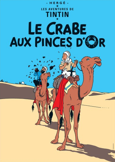 Poster Hergé Couv Les aventures de Tintin T09 - Le crabe aux pinces d'or (50x70)