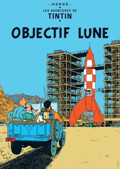 Poster Hergé Couv Les aventures de Tintin T16 - Objectif lune (50x70)