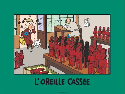 Poster Hergé Case Les aventures de Tintin T09 - L'oreille cassée - Atelier (60x80)