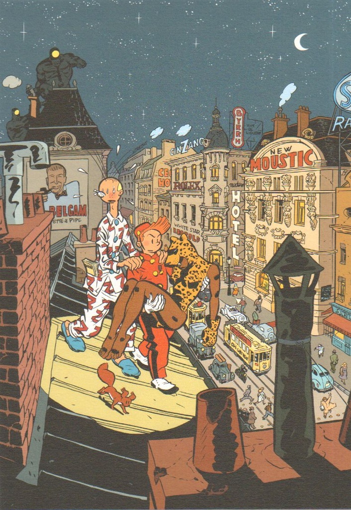 Sérigraphie Spirou & Fantasio par Schwarz /04 - Sur les toits