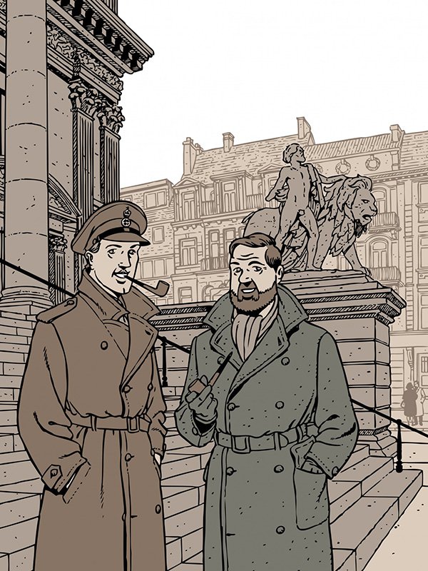 Sérigraphie Blake et Mortimer devant La Bourse de Bruxelles (Juillard)