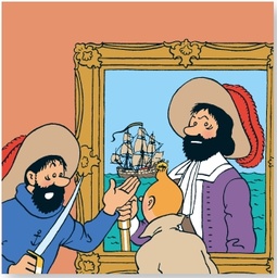 Toile Hergé Les aventures de Tintin T11 - Le secret de La Licorne - Le tableau du Chevalier de Haddocque (37x37) (550ex)