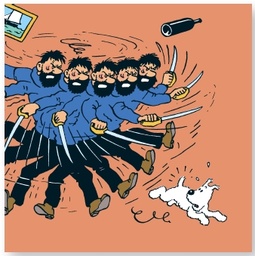 Toile Hergé Les aventures de Tintin T11 - Le secret de La Licorne - Haddock imite le combat (37x37) 550ex