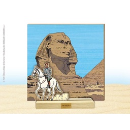 Tableau en bois Blake & Mortimer - T04 Le mystère de la grande pyramide - Mortimer à cheval devant le sphinx (+ Figurine en bois)