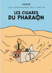 Poster Hergé Couv Les aventures de Tintin N/B Colorisé T04 - Les cigares du Pharaon (50x70)