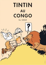 Poster Hergé Couv Les aventures de Tintin N/B Colorisé T02 - Tintin au Congo (50x70)