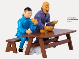 Figurine métal Tintin - Tintin le lotus bleu Scène déjeuner