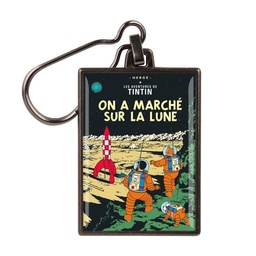Tintin Porte-clé métal - Couverture T17 On a marché sur la lune