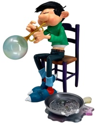 Figurine résine Gaston Lagaffe - Les inventions : La trompette à savon (Collectoys)