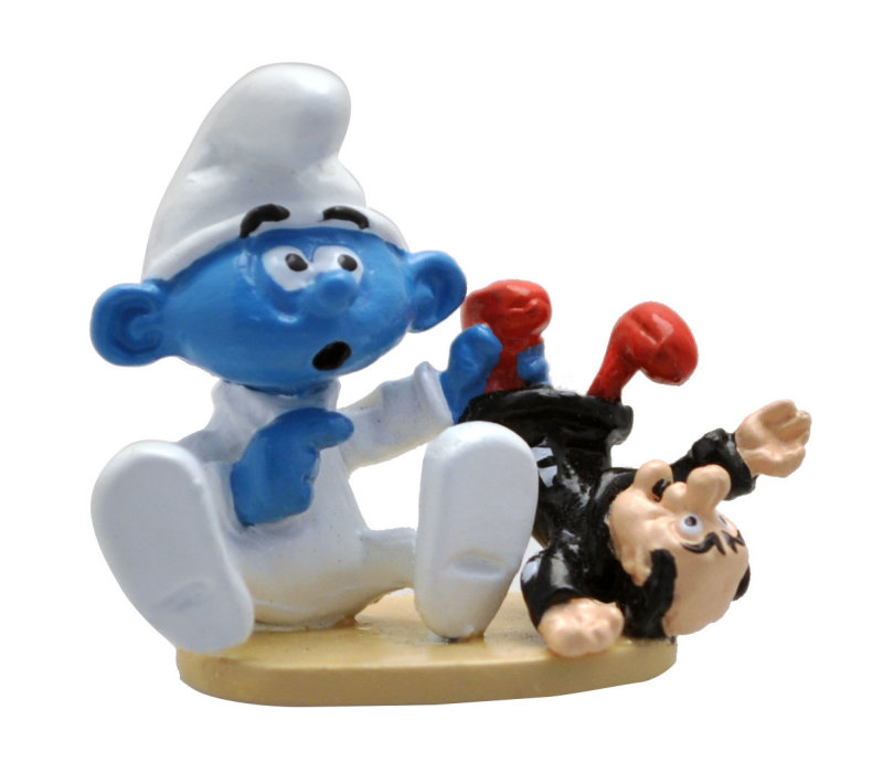 Figurine métal Les Schtroumpfs - Pixi origine 3 - Le bébé et sa poupée Gargamel