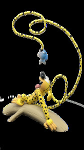 Figurine résine Marsupilami mange un Piranha