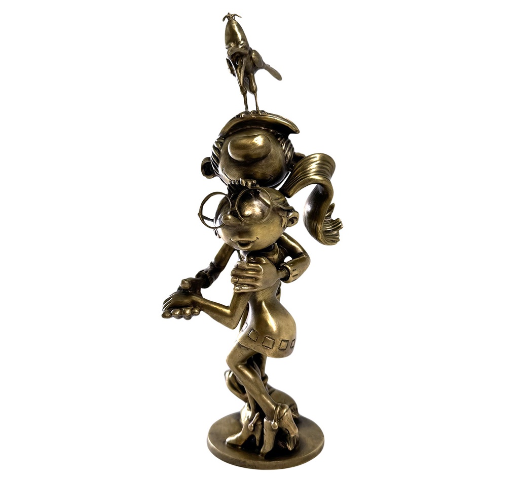 Figurine bronze Gaston Lagaffe - Gaston et Mademoiselle Jeanne