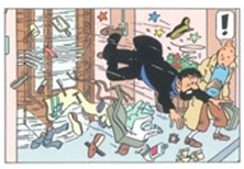 CP Hergé Case Les Aventures de Tintin T18 - L'affaire Tournesol - Haddock éjecté par la porte