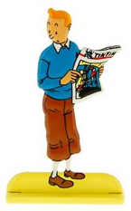 Figurine métal Tintin en relief – Tintin lit le journal