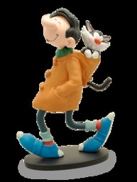 Figurine résine Gaston - Collectoys - Le chat dans la capuche du duffelcoat