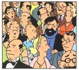 CP Hergé Case Les Aventures de Tintin T18 -  L'affaire Tournesol - Tintin et Haddock dans la foule