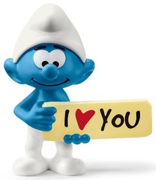 Figurine PVC Les schtroumpfs - Le schtroumpf avec le panneau "I love you"