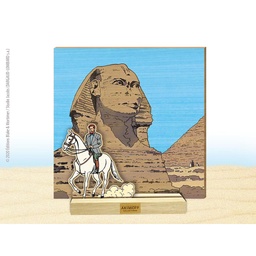 Figurine en bois + décor Blake & Mortimer - Mortimer à cheval devant le sphinx