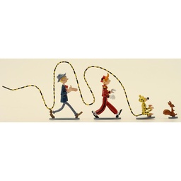 Figurine métal Spirou & Fantasio - Spirou, Fantasio, Spip, Le Marsu 4 héros dans le vent (Pixi)